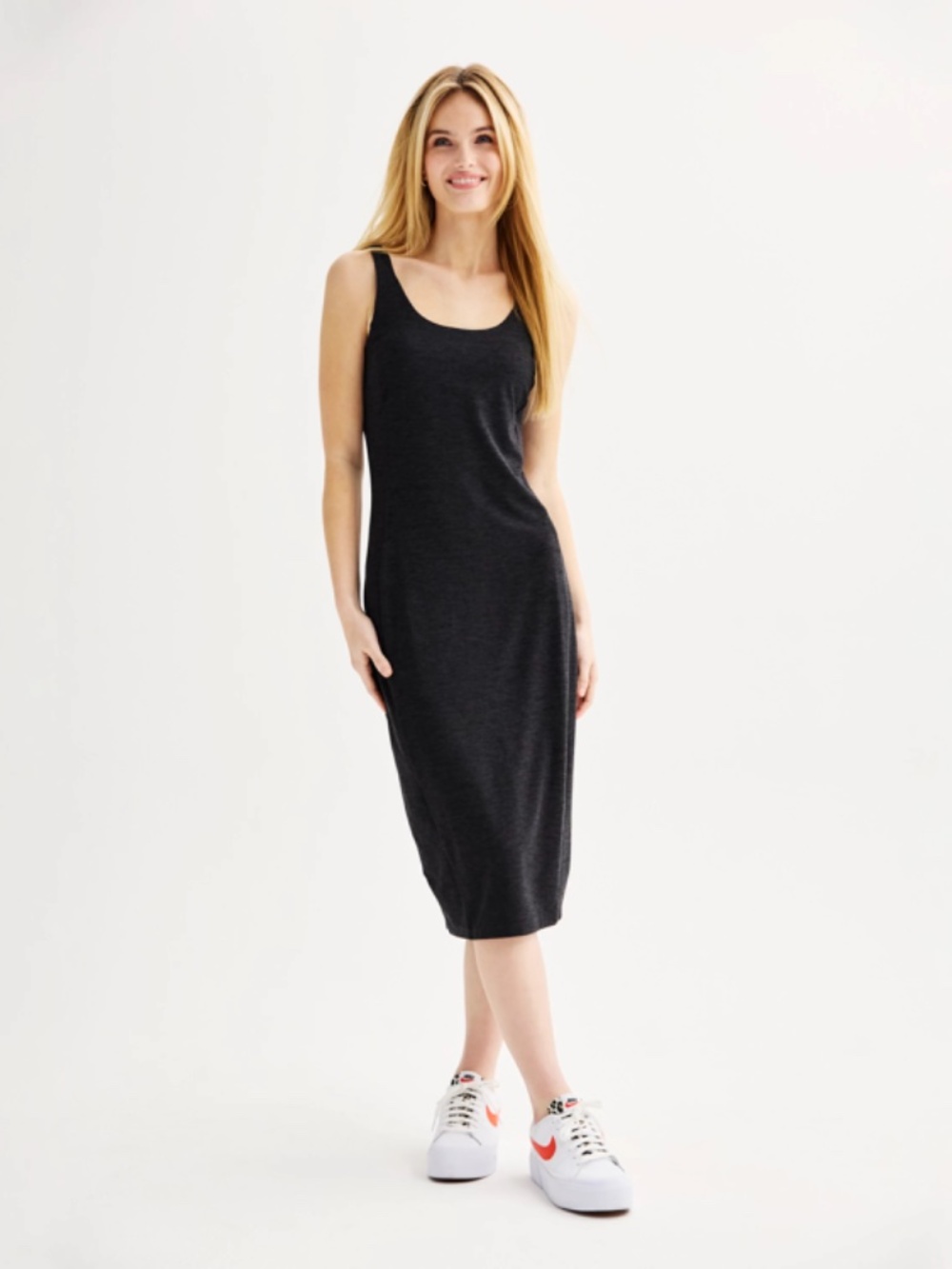FLX Wander Midi Dress Black Heather NWOT S